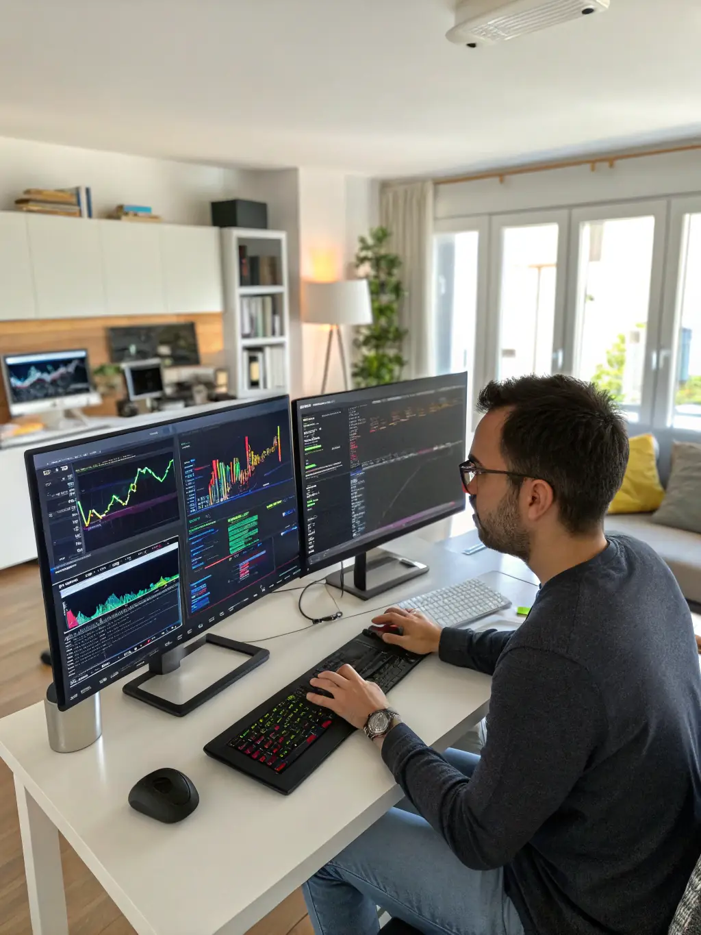 An image of a data scientist working with data visualizations, highlighting the analytical capabilities of Python in data science, used to showcase the Data Science with Python course.